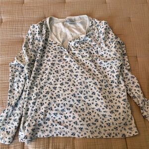 Basic’s Edition Blue Floral Print Long Sleeve Shirt